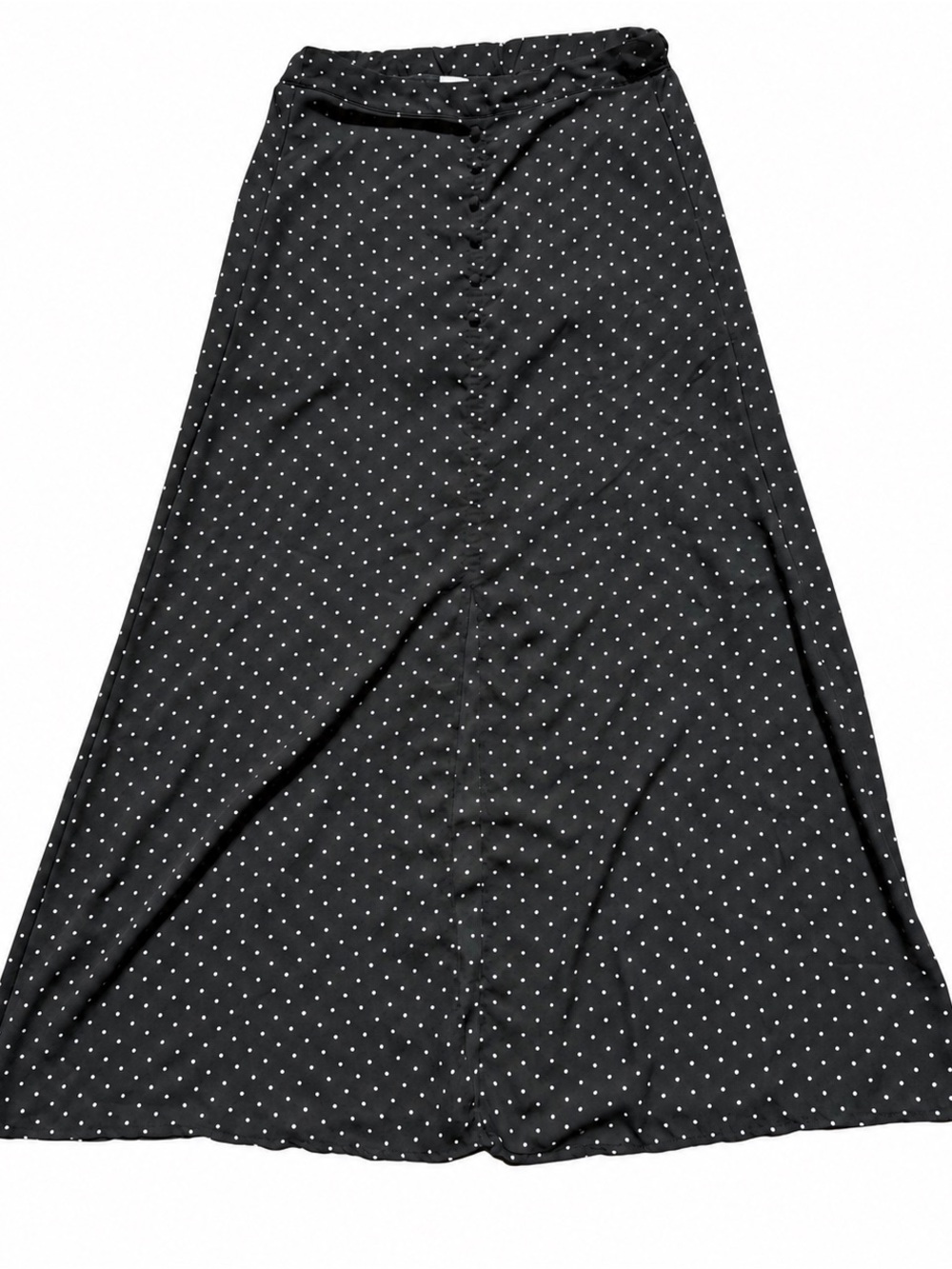 Love Tree Women’s Small Black White Polka Dot Button Front Midi Skirt